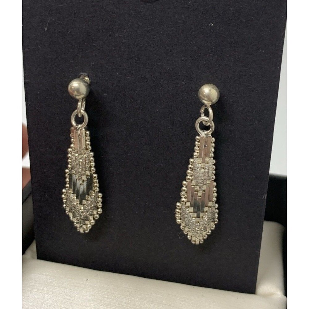 Sterling Silver Chevron Gleaming Dangle Earrings
